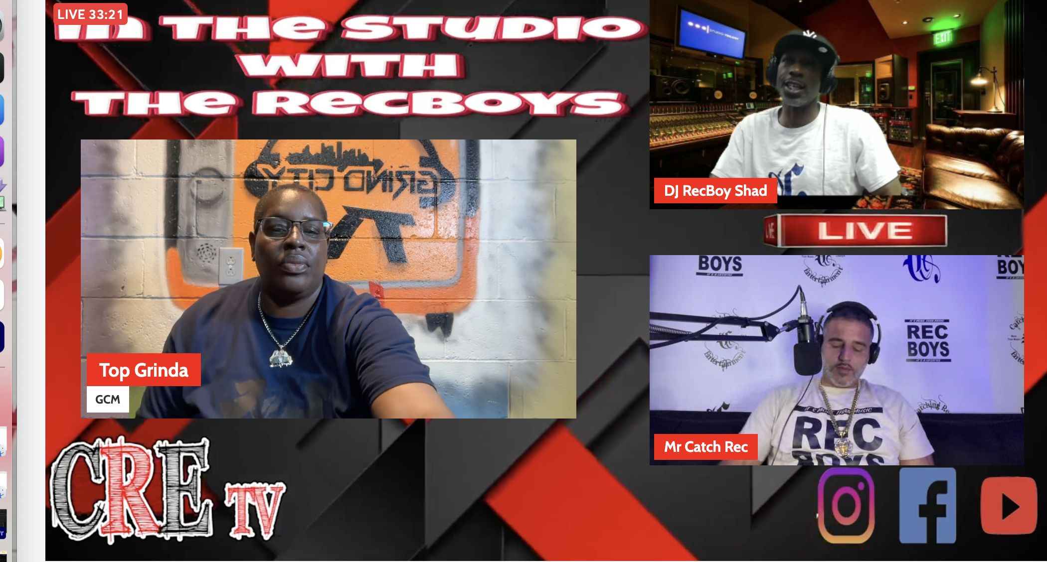 Check Out the re-broadcast of Live In The Studio with The Rec Boys feat GCM’s @TopGrinda
